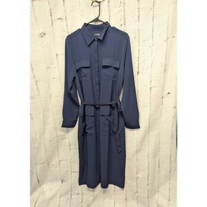 Ralph‎ Lauren Long Sleeve Button up Dress Shirt Navy Sz 14 *Belt is not Original